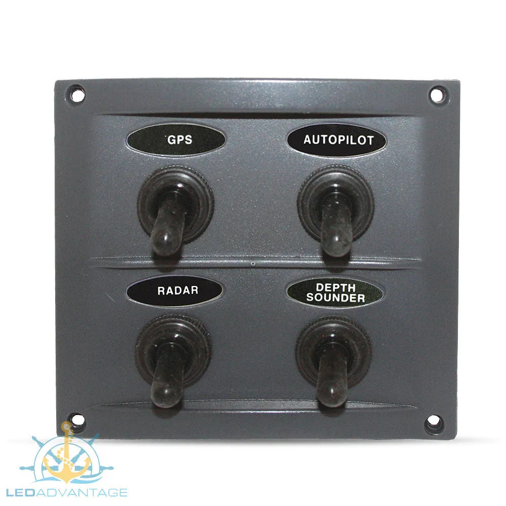 12v/24v Splashproof Grey 4 Gang Switch Panel