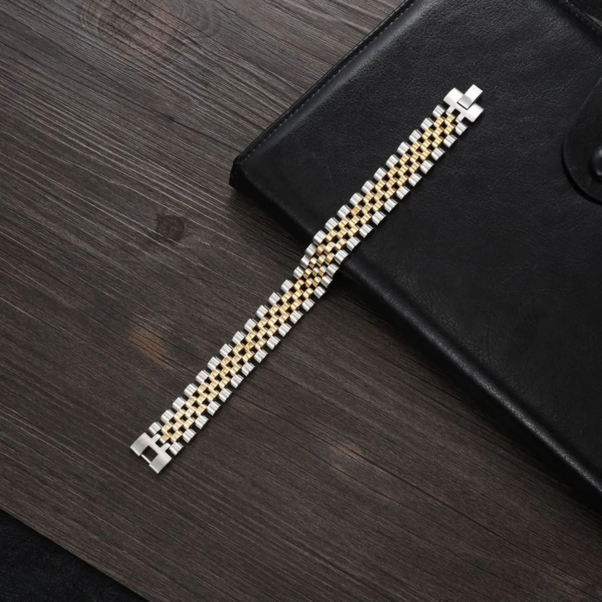 316L Surgical Stainless Steel 22K Gold Rhodium Mens Stylish Bracelet