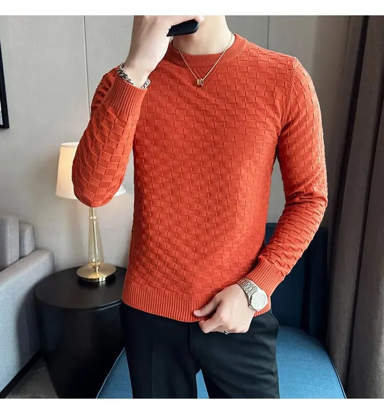 A Masterclass in Waffle Knit Men's O-Neck Sweaters