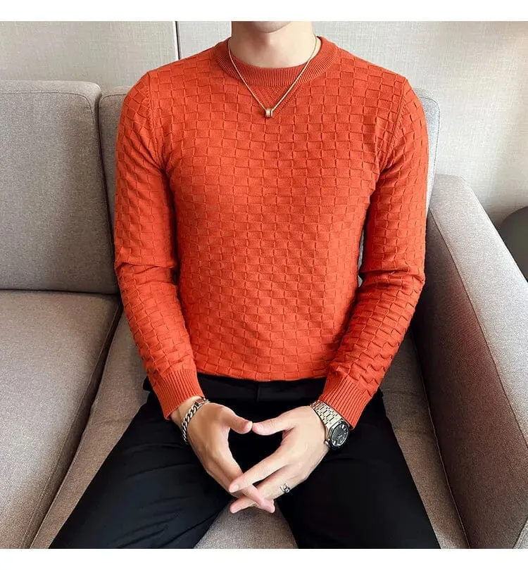 A Masterclass in Waffle Knit Men's O-Neck Sweaters