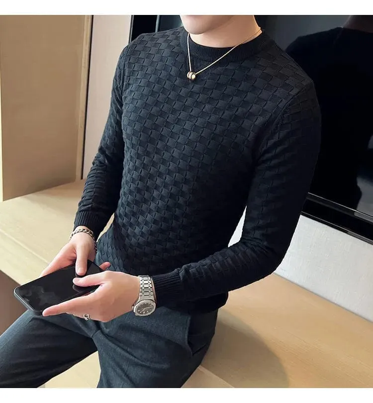 A Masterclass in Waffle Knit Men's O-Neck Sweaters