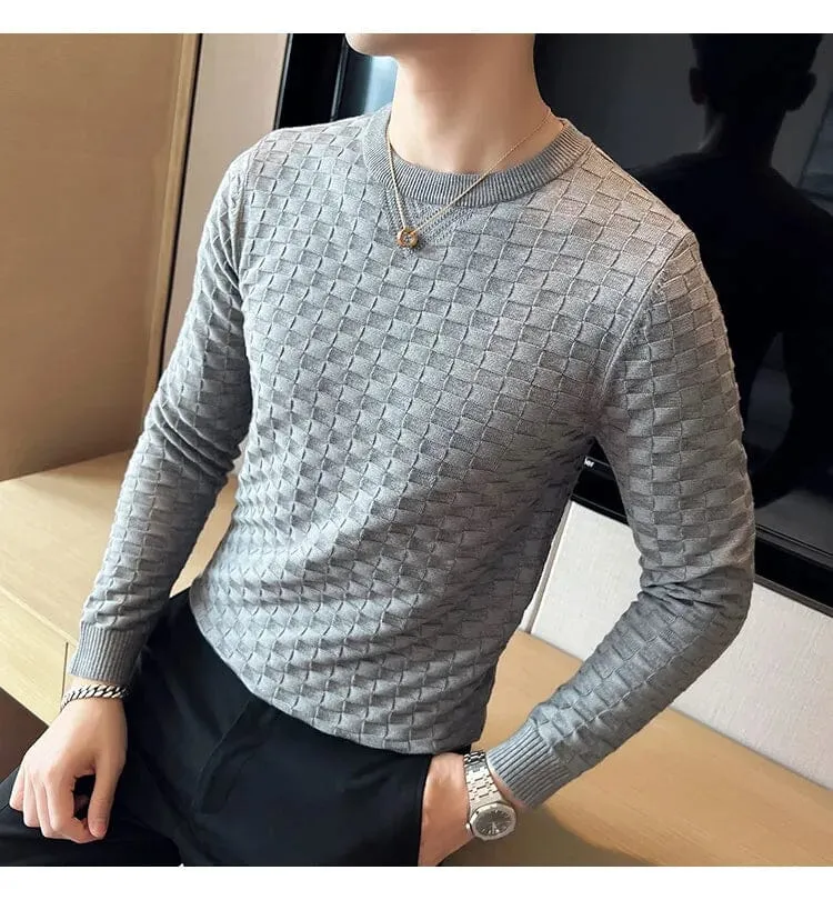 A Masterclass in Waffle Knit Men's O-Neck Sweaters