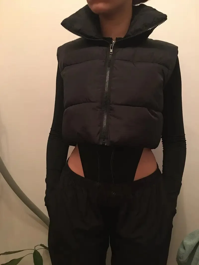 Black Puffer Vest with Hood