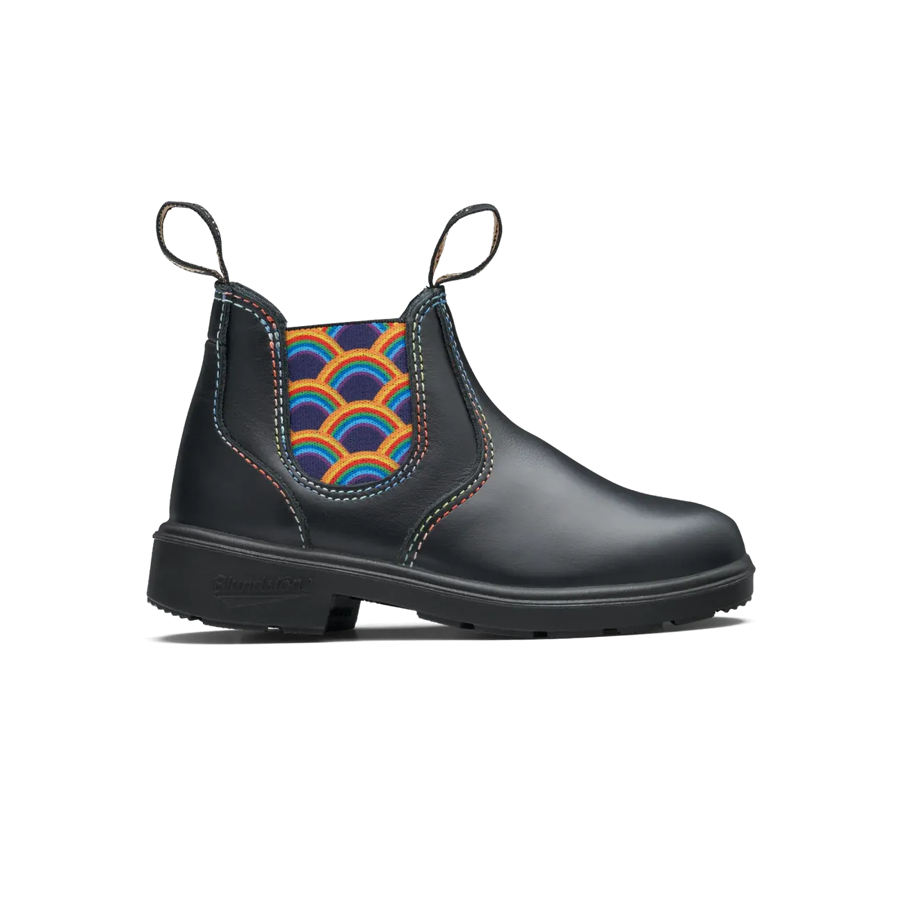 Blundstone Black With Rainbow Elastic Kids' Boot