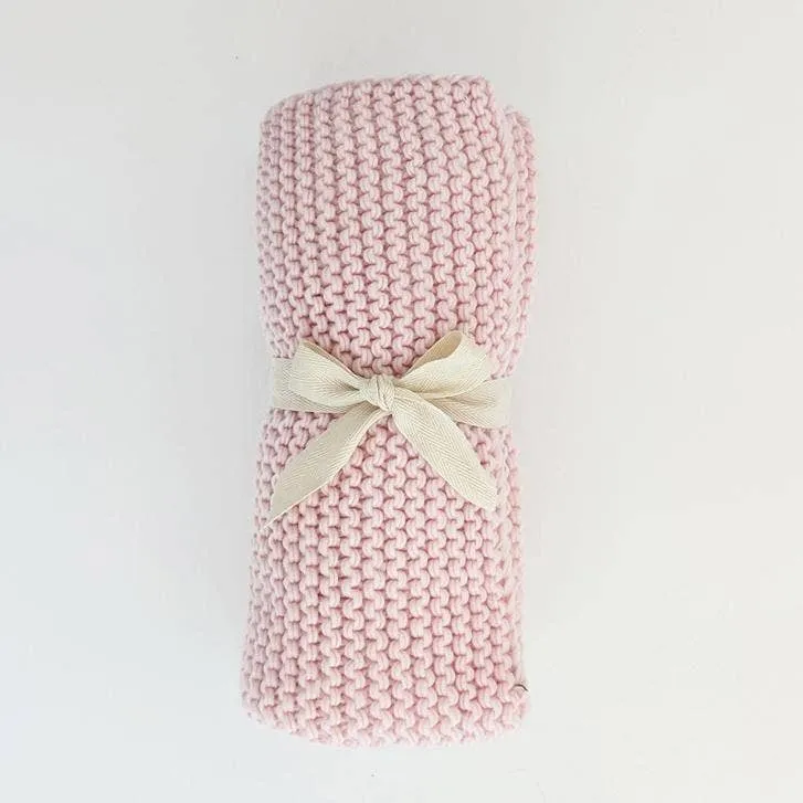 Blush Garter Stitch Knit Blanket Baby