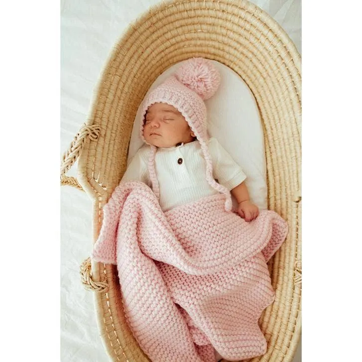 Blush Garter Stitch Knit Blanket Baby