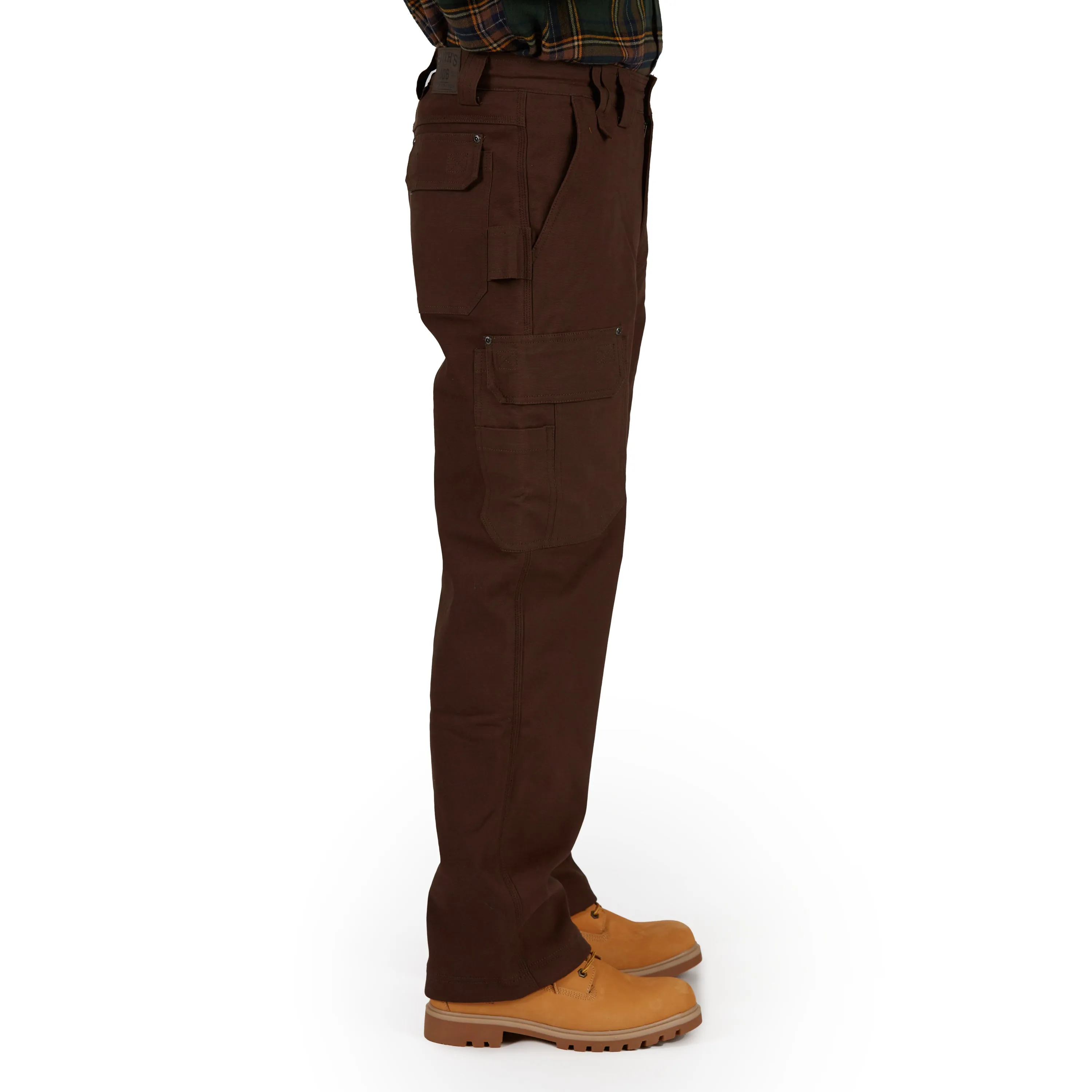 BONDED-FLEECE LINED WORK-STRETCH DUCK CANVAS GUSSET UTILITY CARGO PANT