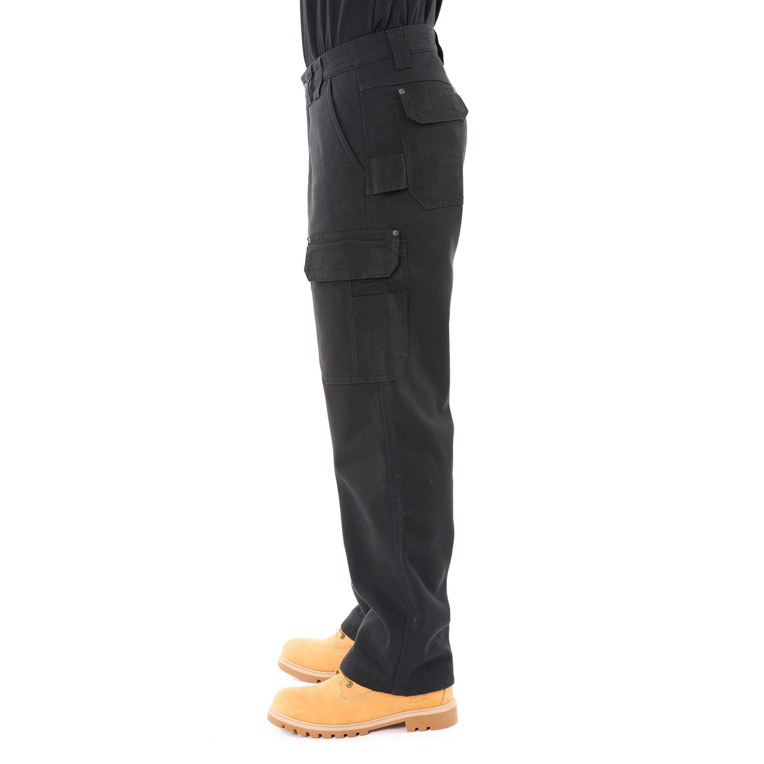 BONDED-FLEECE LINED WORK-STRETCH DUCK CANVAS GUSSET UTILITY CARGO PANT