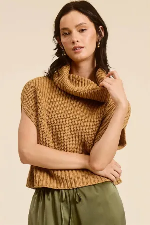 Brittany Cowl-Neck Ribbed Knit Sweater