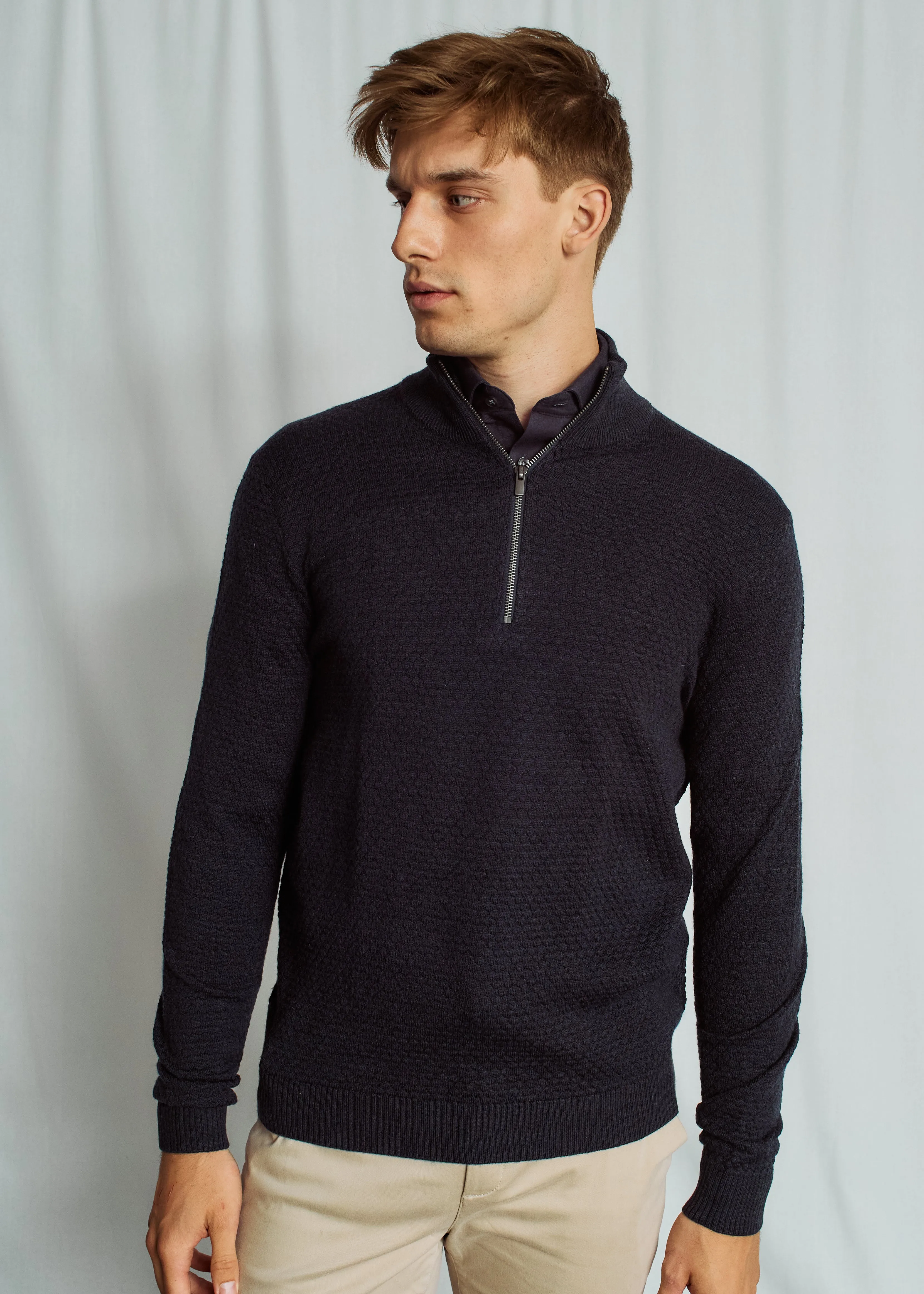 Brunn & Stengade Sweater 1/2 Zip | Thunder