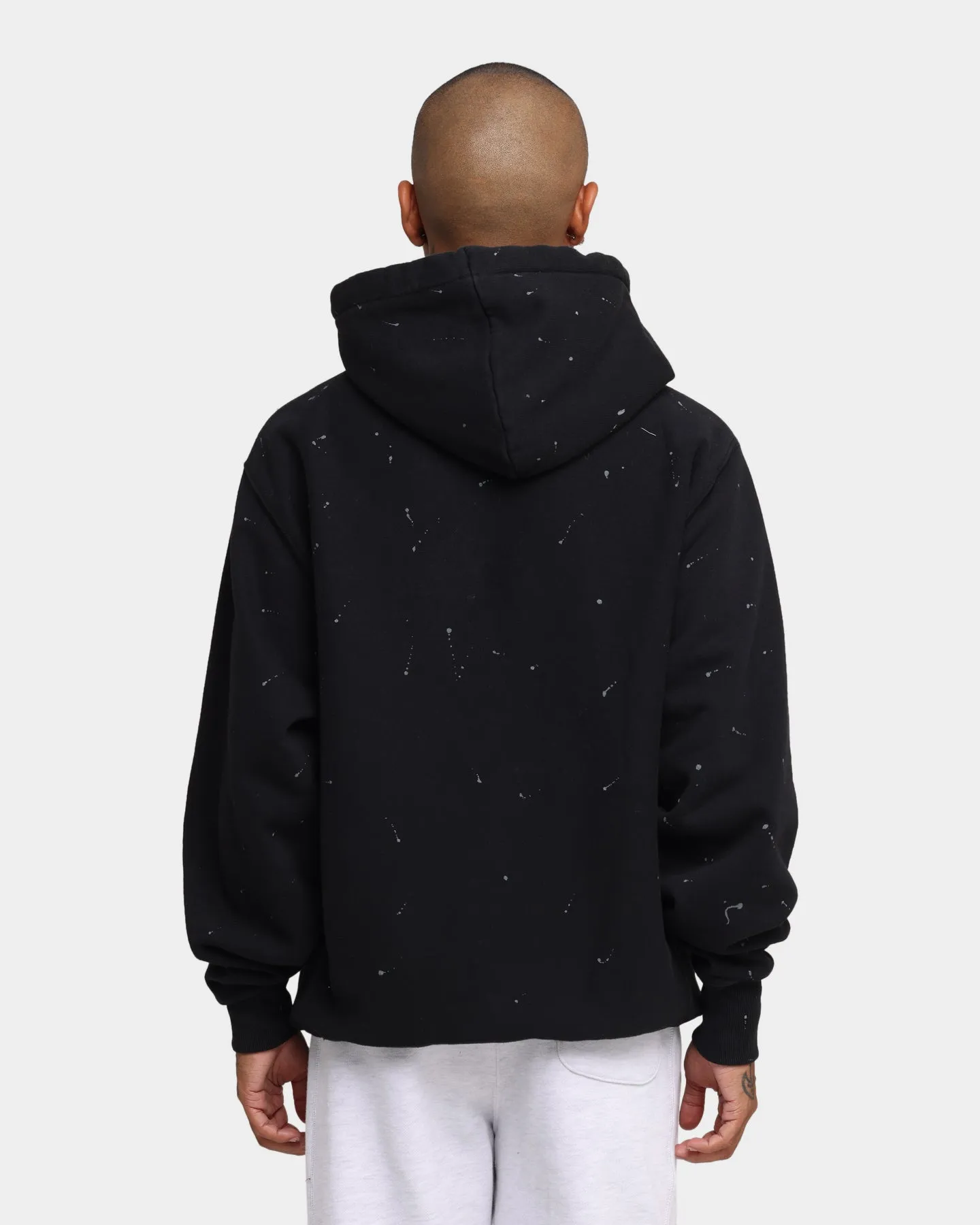 Champion Rev Weave Paint Splatter Hoodie Black