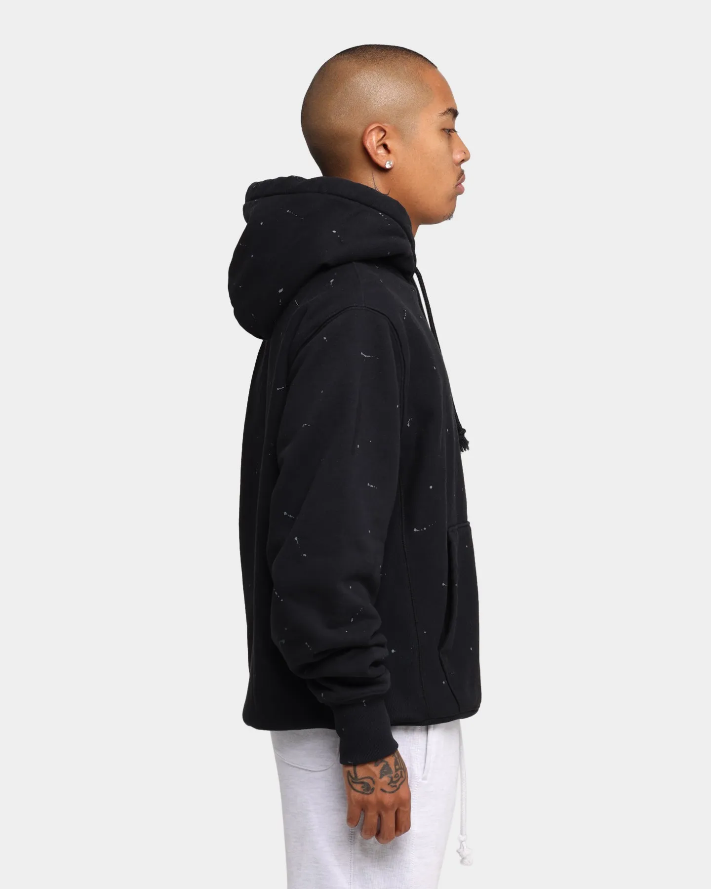 Champion Rev Weave Paint Splatter Hoodie Black