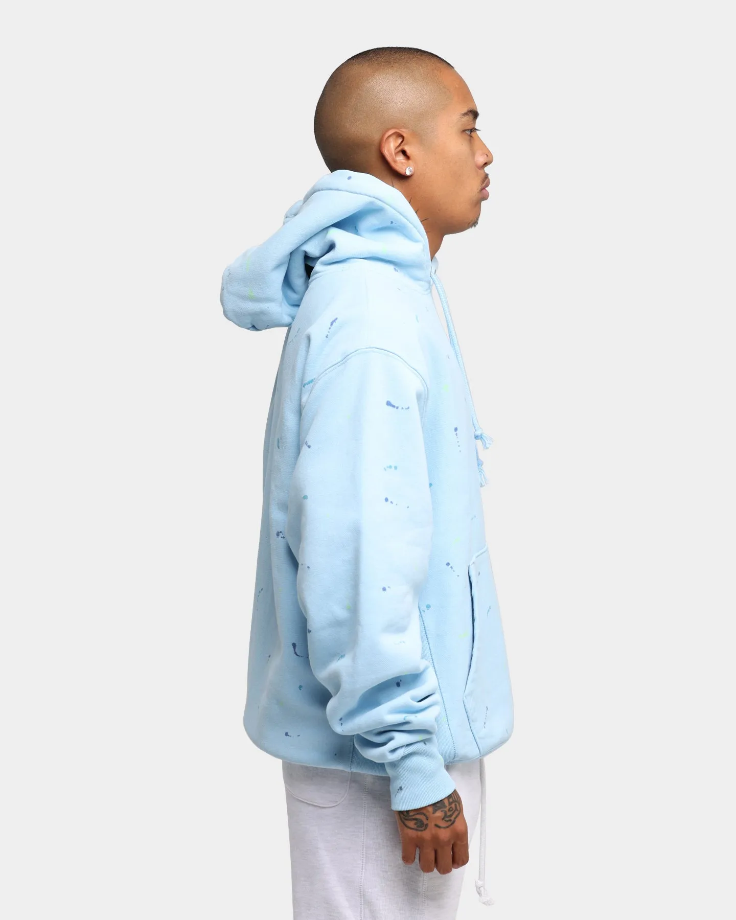 Champion Rev Weave Paint Splatter Hoodie Candid Blue