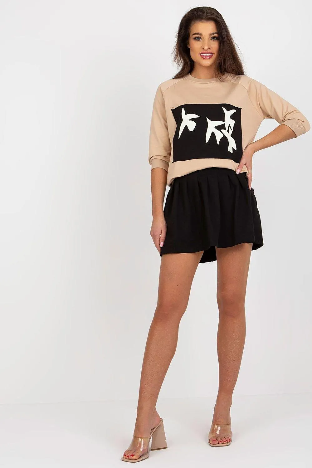 Chic Sweatshirt and Flared Skirt Ensemble