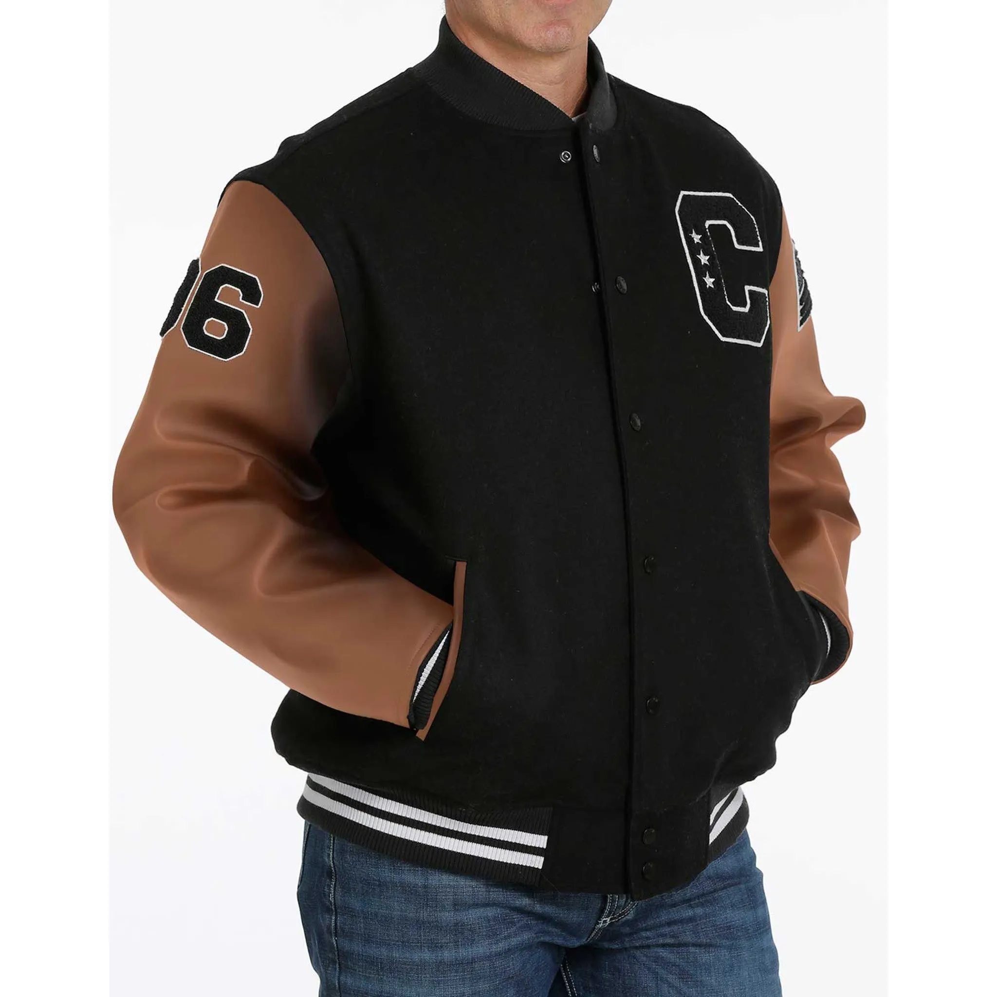 Cinch Black and Brown Letterman Jacket