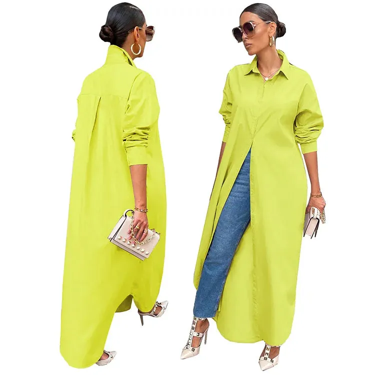 Eshe Versatile Hem Stylish Windproof Shirt Dress