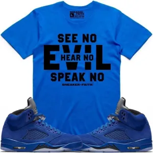 EVIL Sneaker Tees Shirt to Match - Jordan 5 Blue Suede