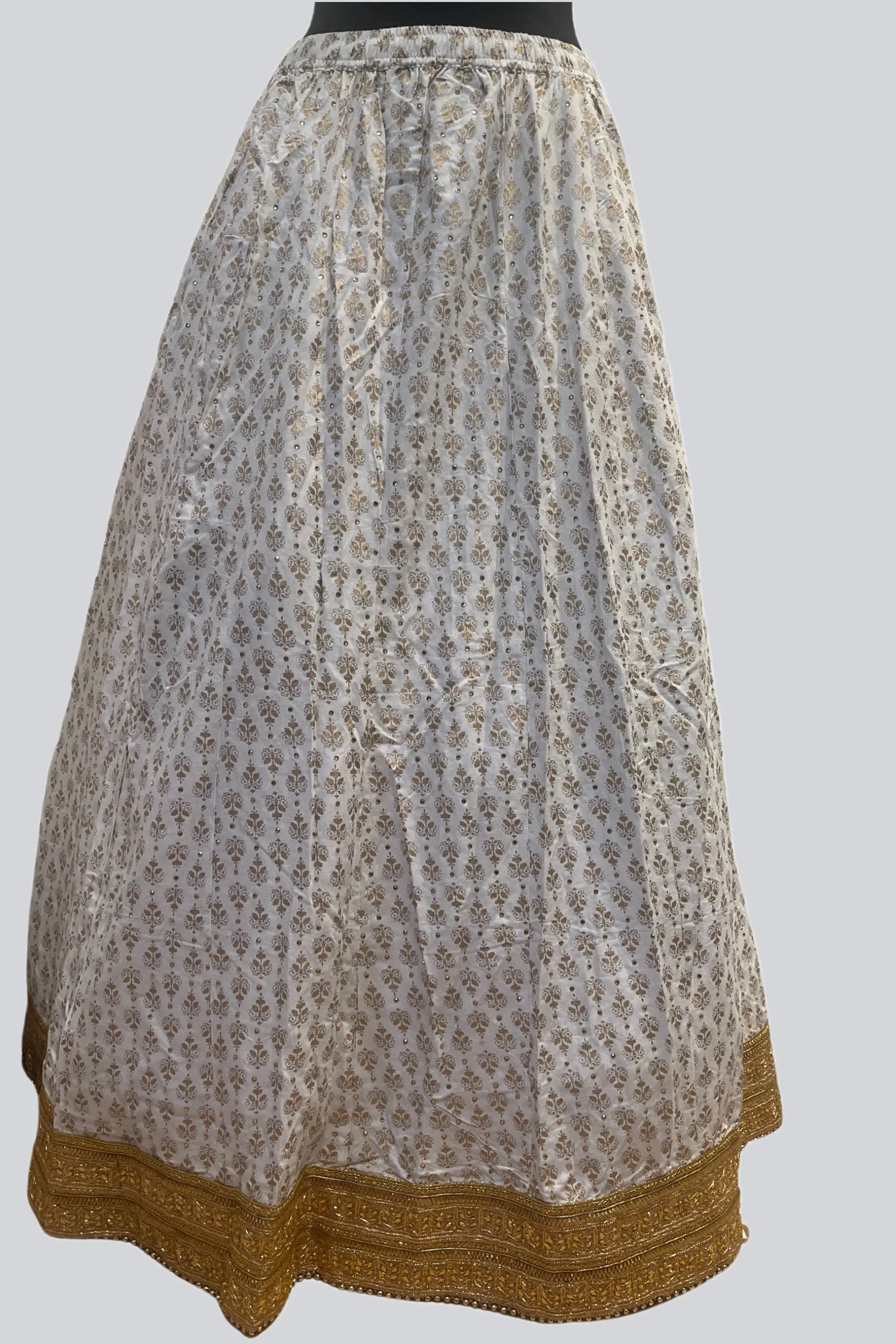 Exquisite Stone Work A-Line Skirt - Elegance in White