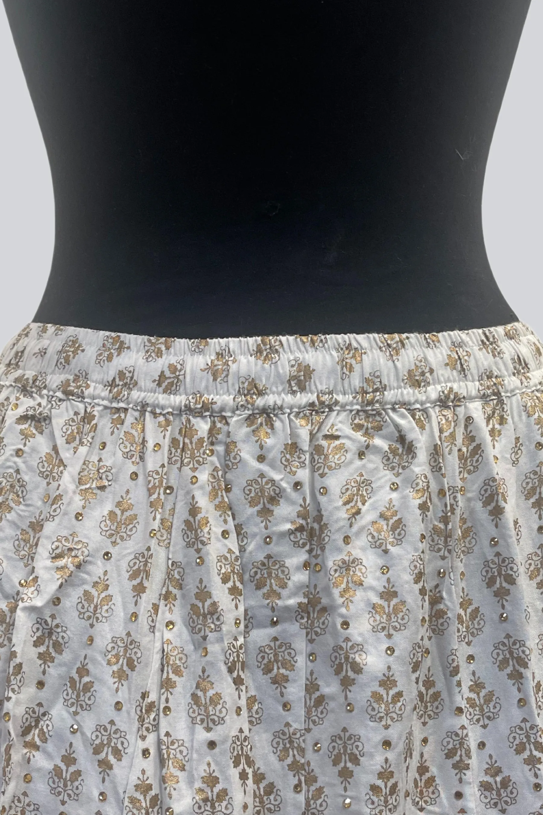 Exquisite Stone Work A-Line Skirt - Elegance in White