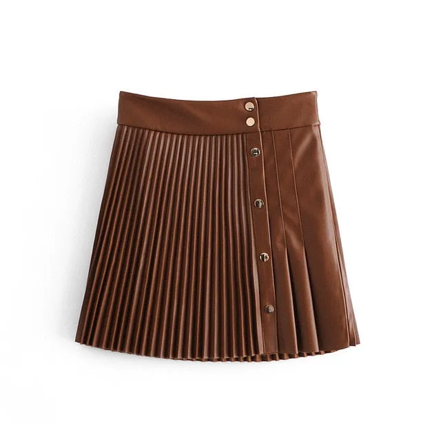 Faux leather pleated skirt