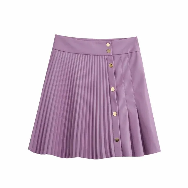 Faux leather pleated skirt