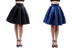 Flared High Low  Skirt with Ribbon Accent