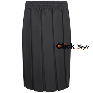 Girls Box School Skirt Full Pleated Full Elasticated Waist -Black