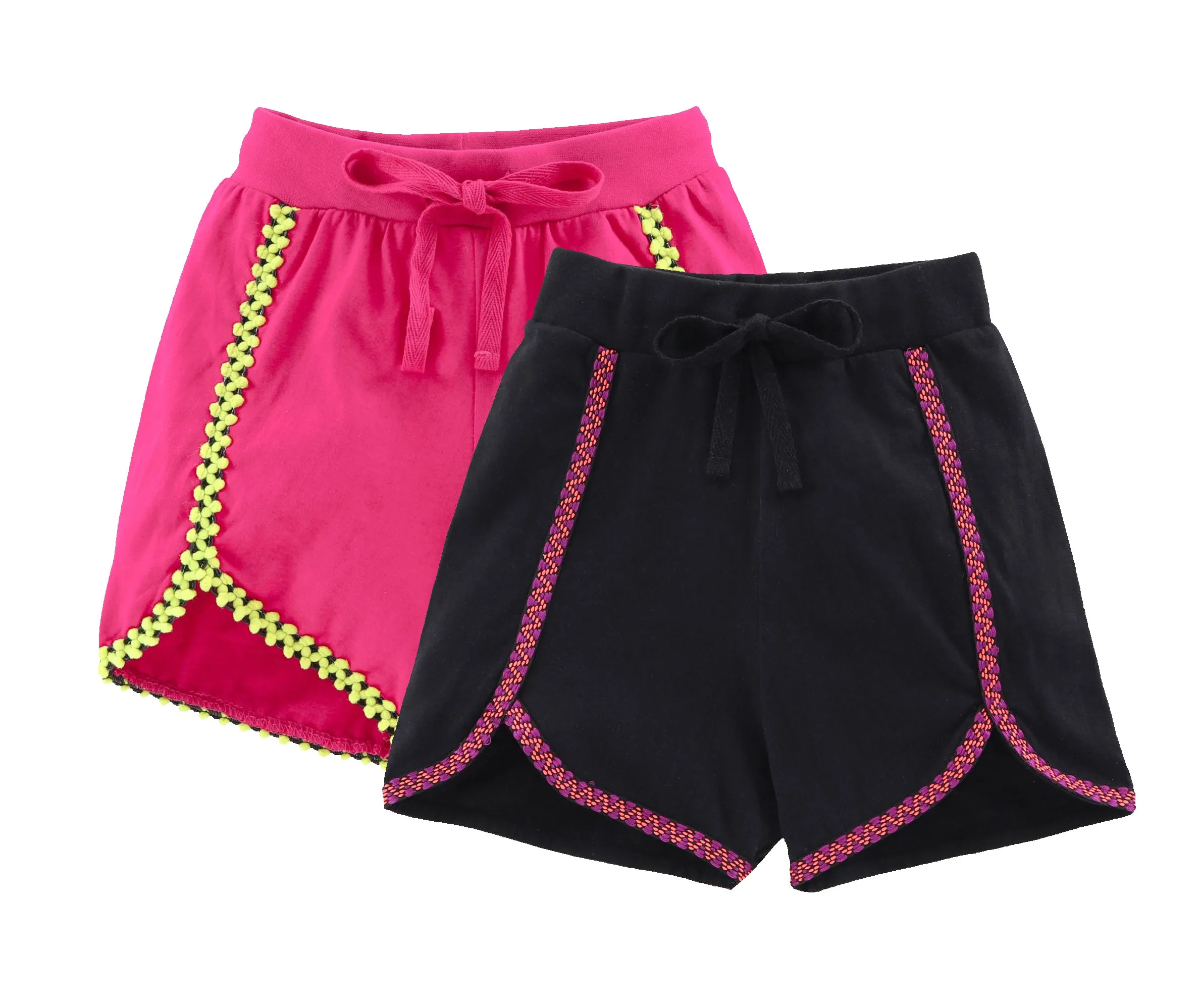 Girls Cotton Jersey Shorts -Pack of 2