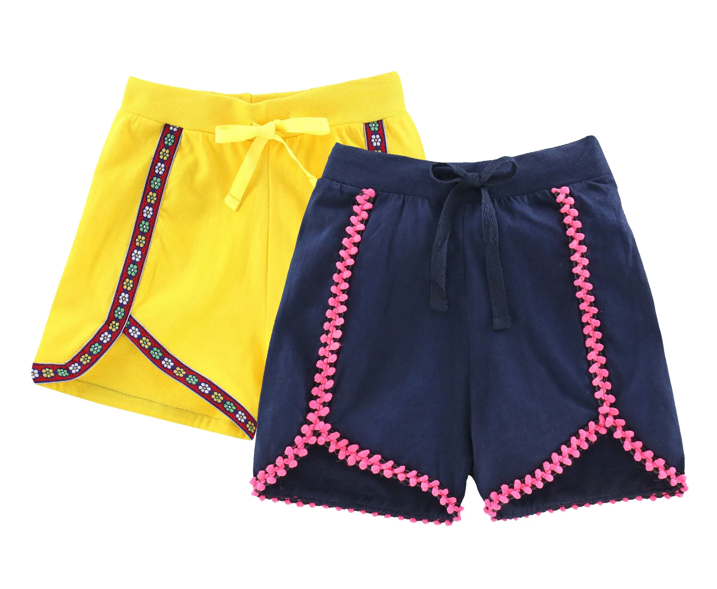 Girls Cotton Jersey Shorts -Pack of 2