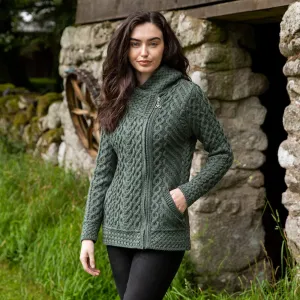 Green Aran Hoodie