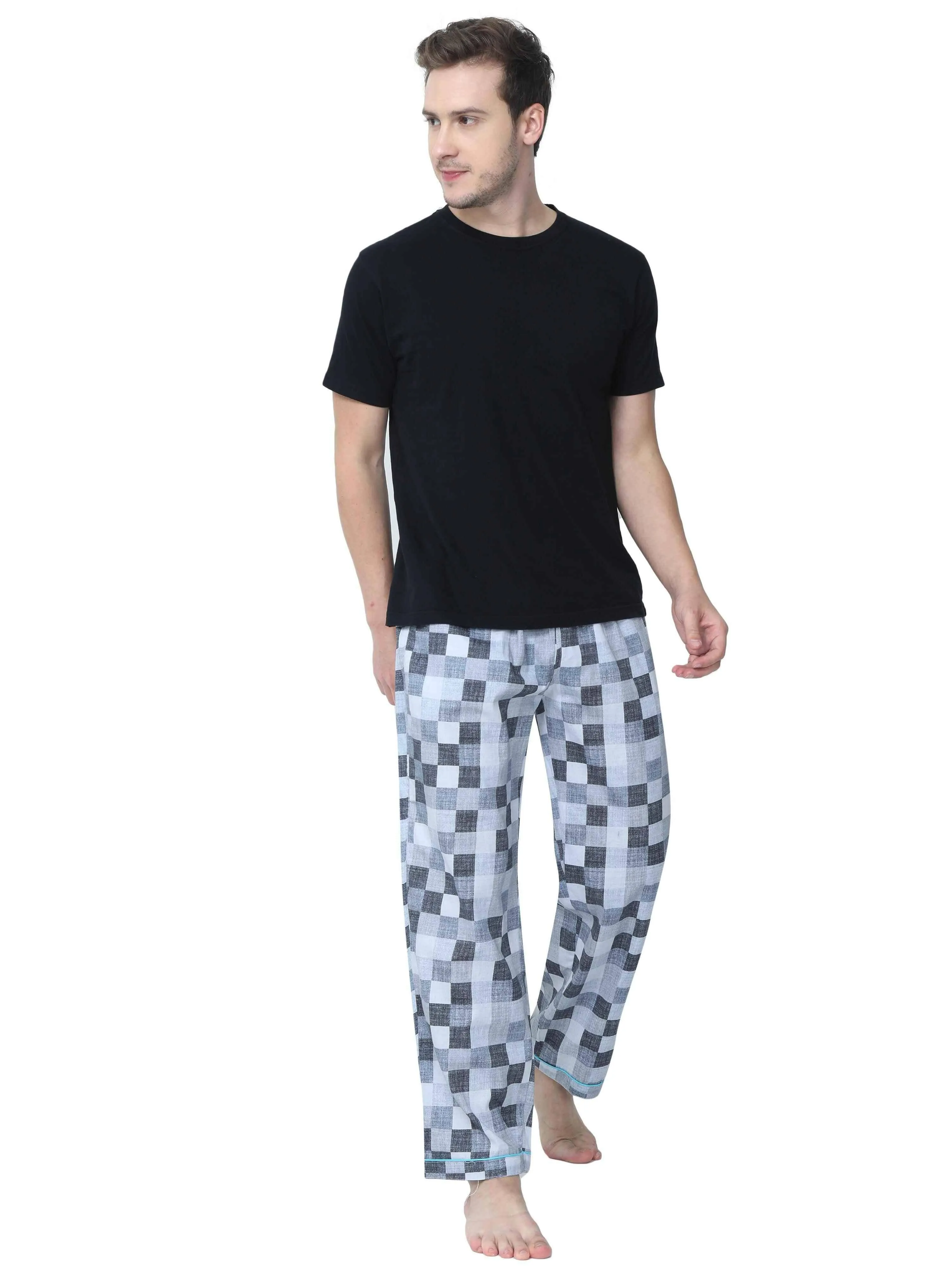 GUNIAA MEN'S CHESS  PRINTED FULL PANT