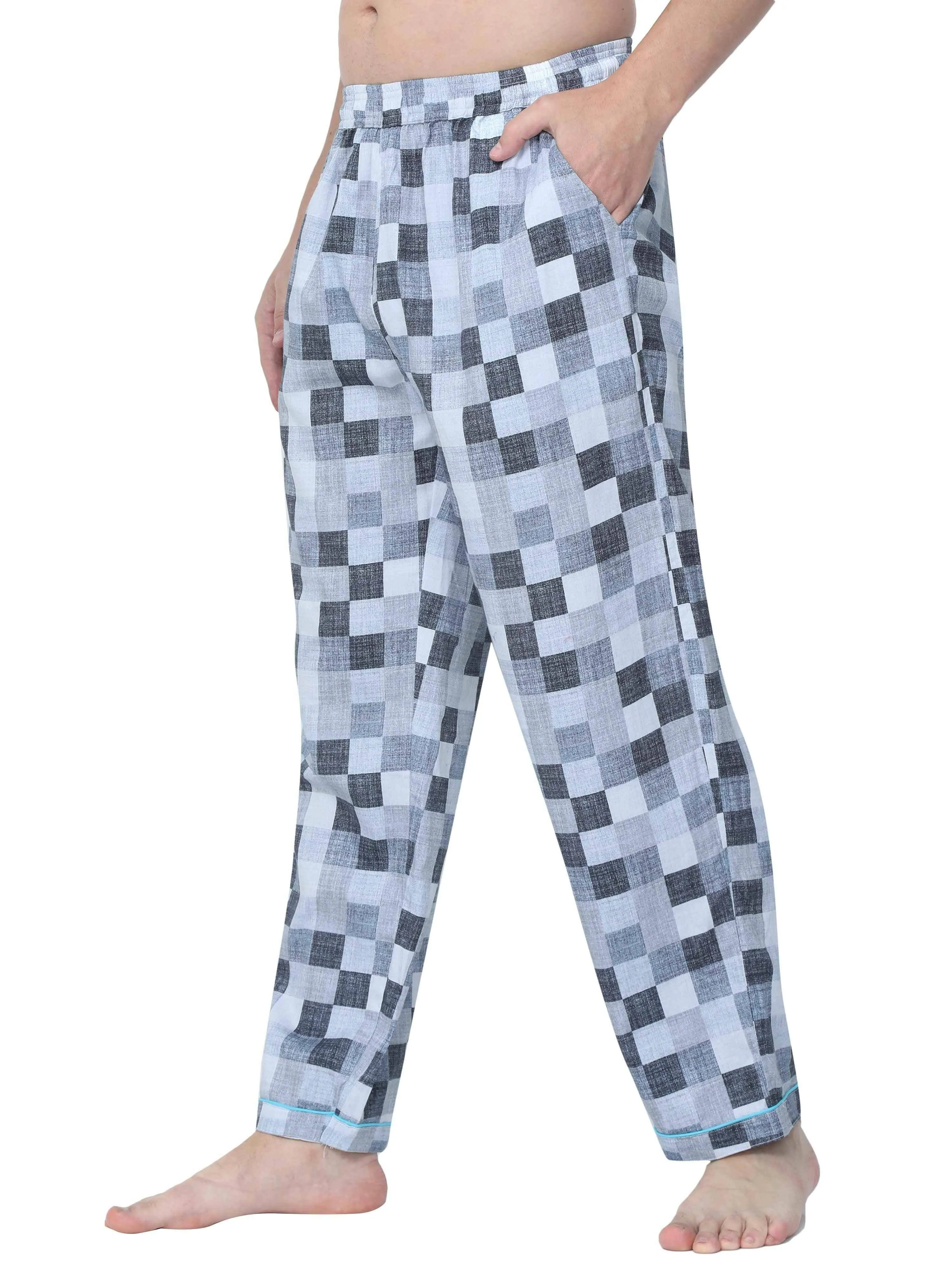 GUNIAA MEN'S CHESS  PRINTED FULL PANT