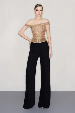 Hadlee Straight Wide Leg Crepe Floor Length Pants