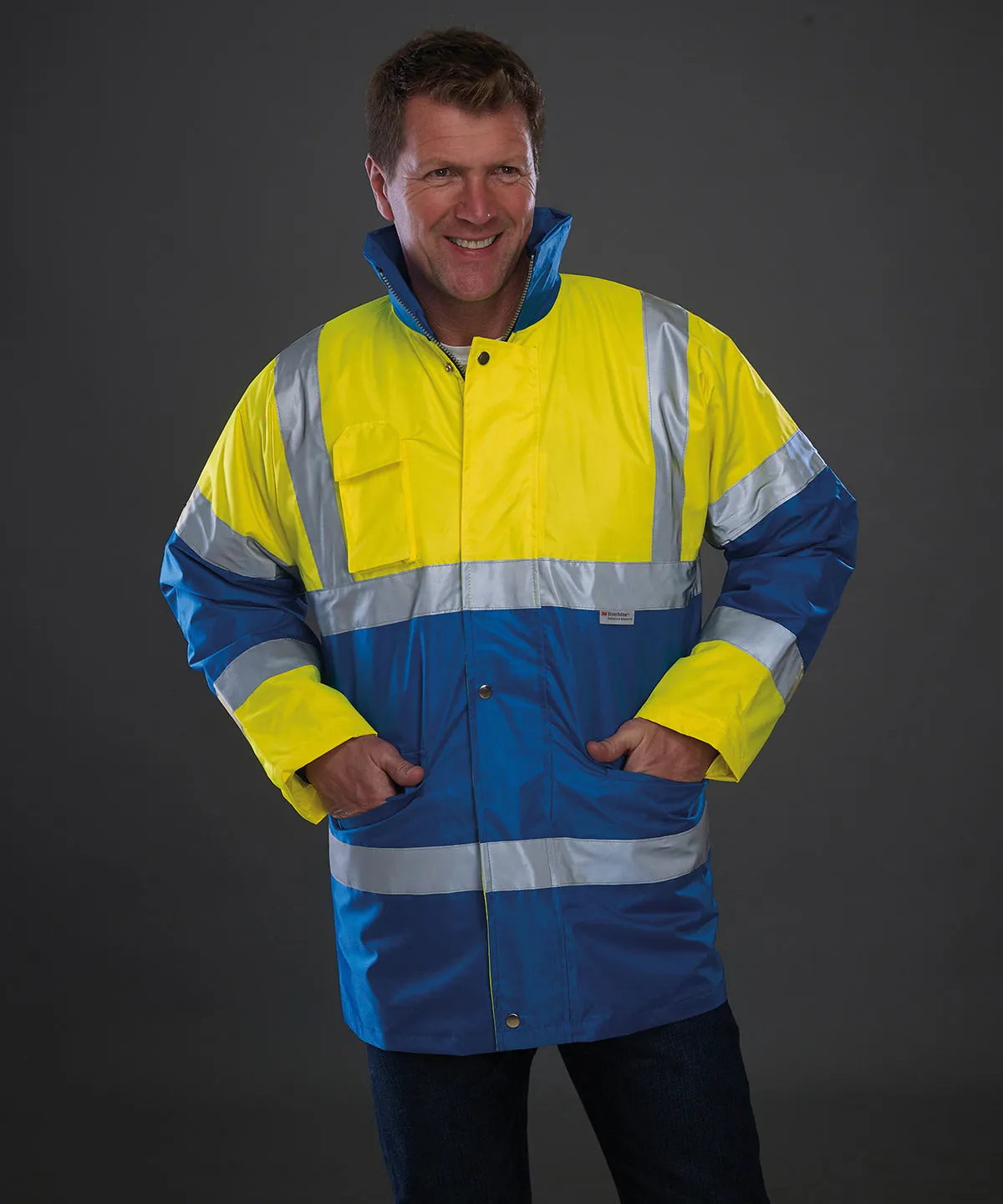 Hi-vis contrast jacket (HVP303) | Yellow/Royal Blue