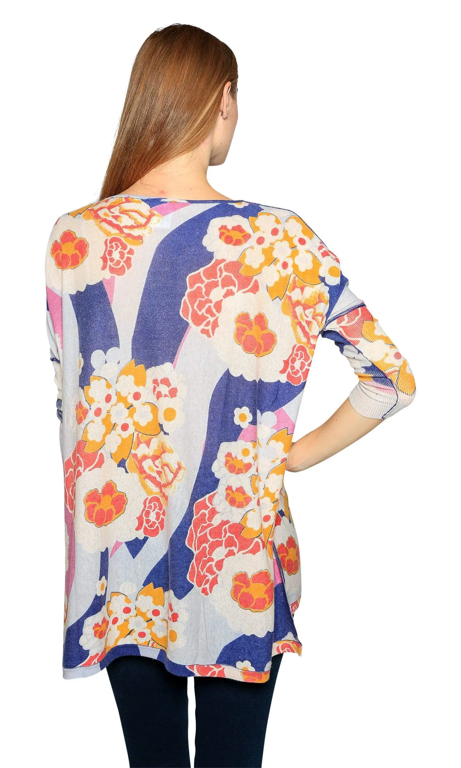 Knitwit Floaty Tunic Lightweight Cashmere - Oriental Flowers