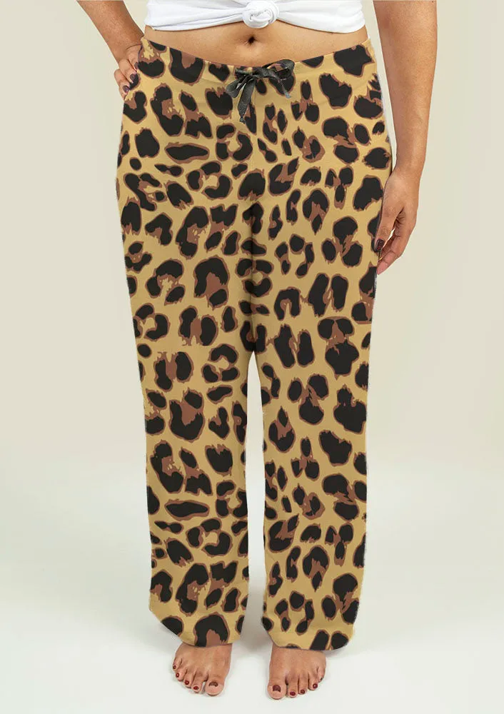 Ladies Pajama Pants with Leopard Print