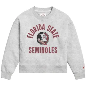 League Women's Florida State Seminoles/Seminole Logo Boxy Crew Fleece - Ash