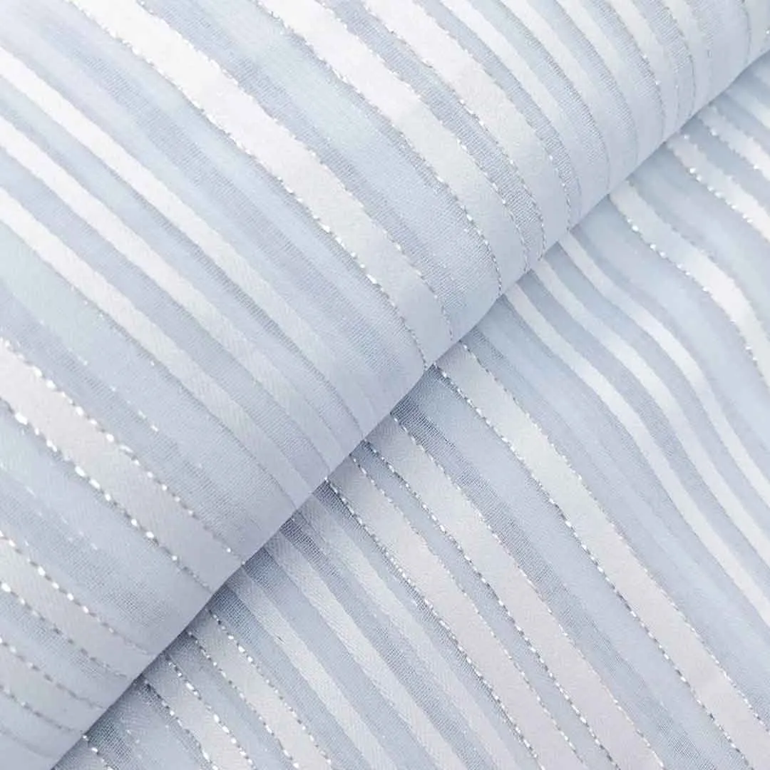 Light Blue Stripes Printed Georgette Fabric