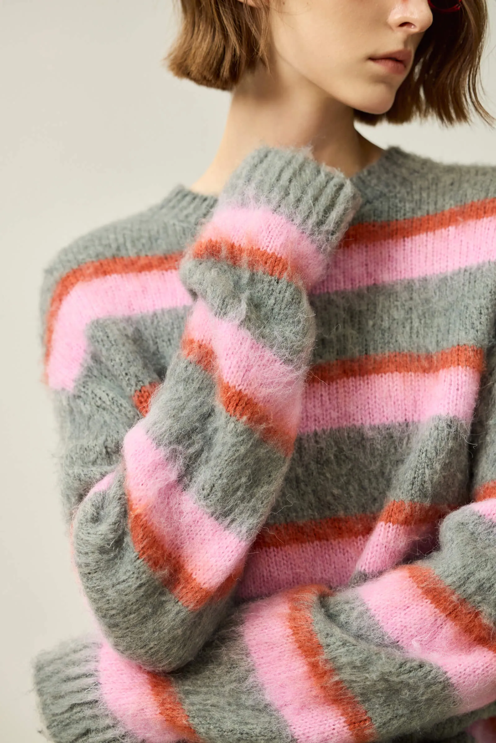 LILY Cozy Color-Block Striped Sweater