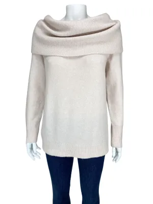 Loft, Women's Stretch Merino-Blend Cowl Sweater, Pale Blush, New with Tags, Size S