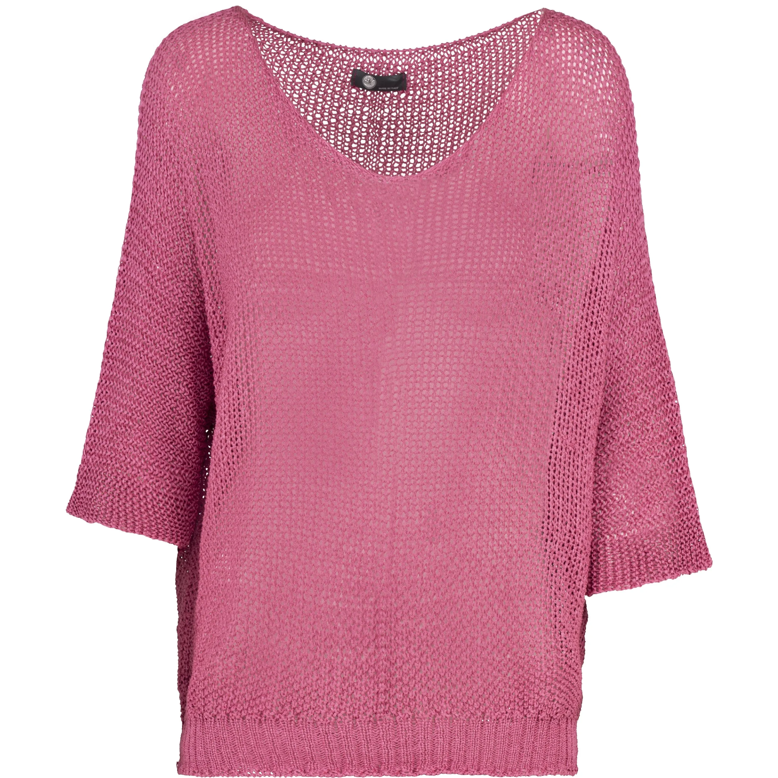 M Made in Italy – Knit V-Neck Sweater With Elbow Length Sleeves