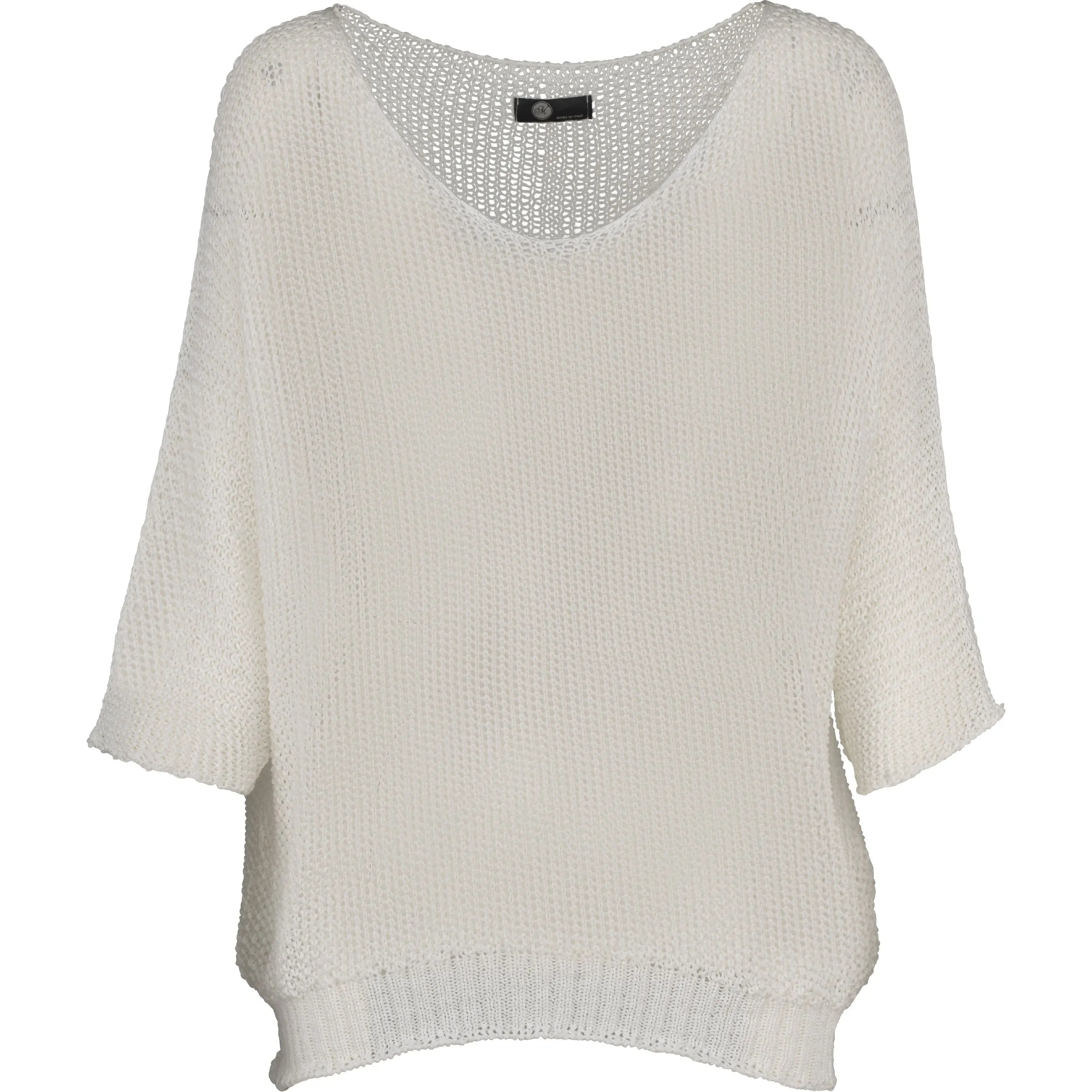 M Made in Italy – Knit V-Neck Sweater With Elbow Length Sleeves