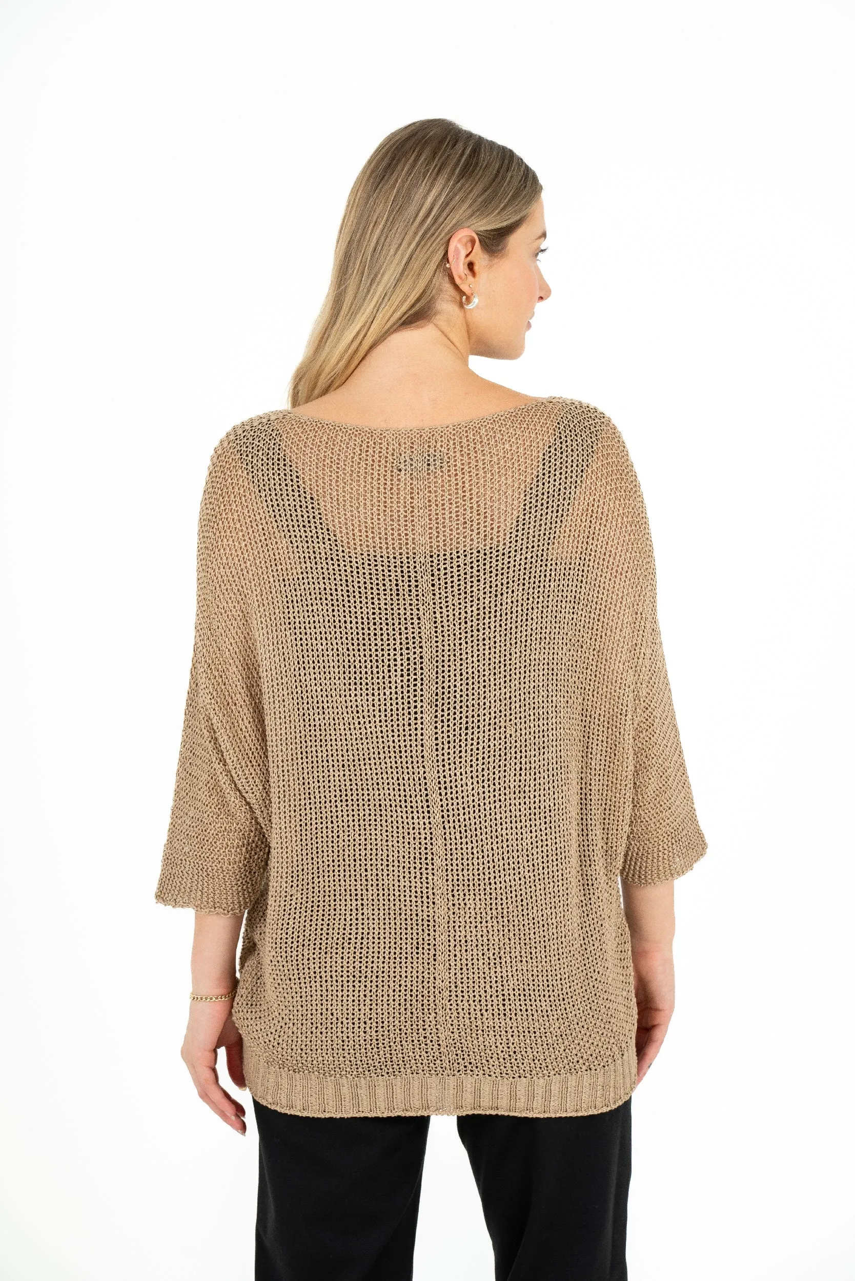 M Made in Italy – Knit V-Neck Sweater With Elbow Length Sleeves