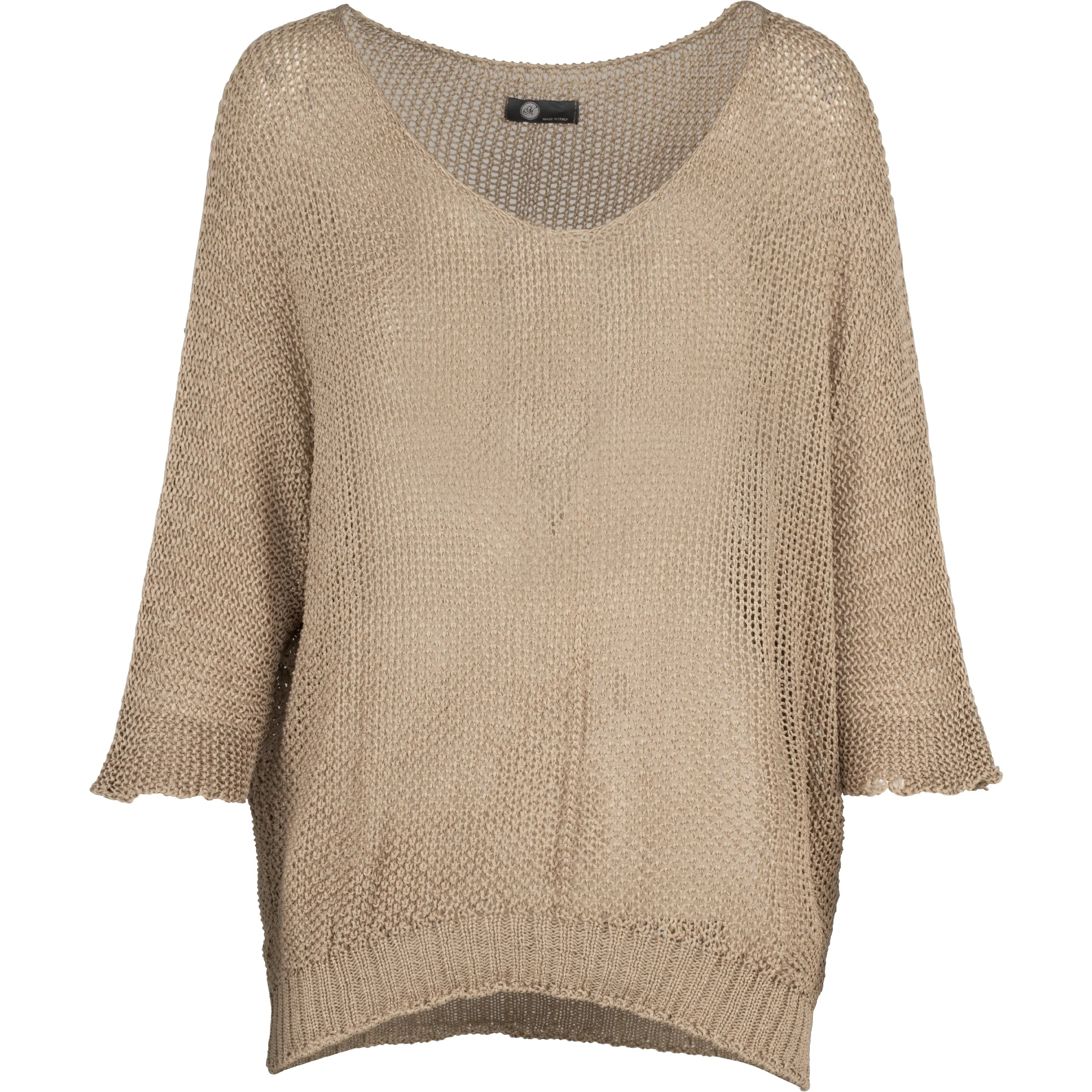 M Made in Italy – Knit V-Neck Sweater With Elbow Length Sleeves