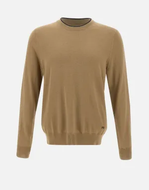 Men's Camel Wool Pullover Sweater