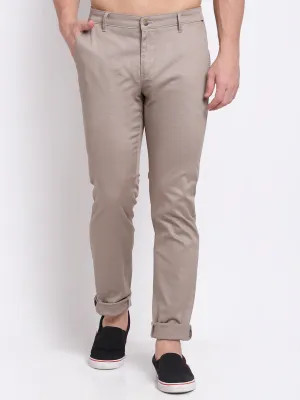 Men's Casual Flat front Light Brown  Trousers