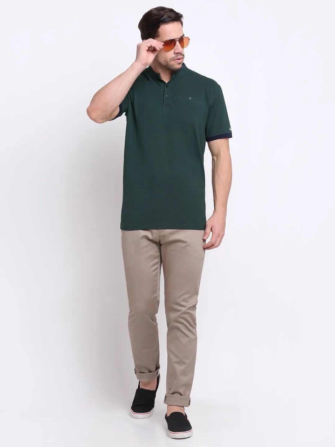 Men's Casual Flat front Light Brown  Trousers