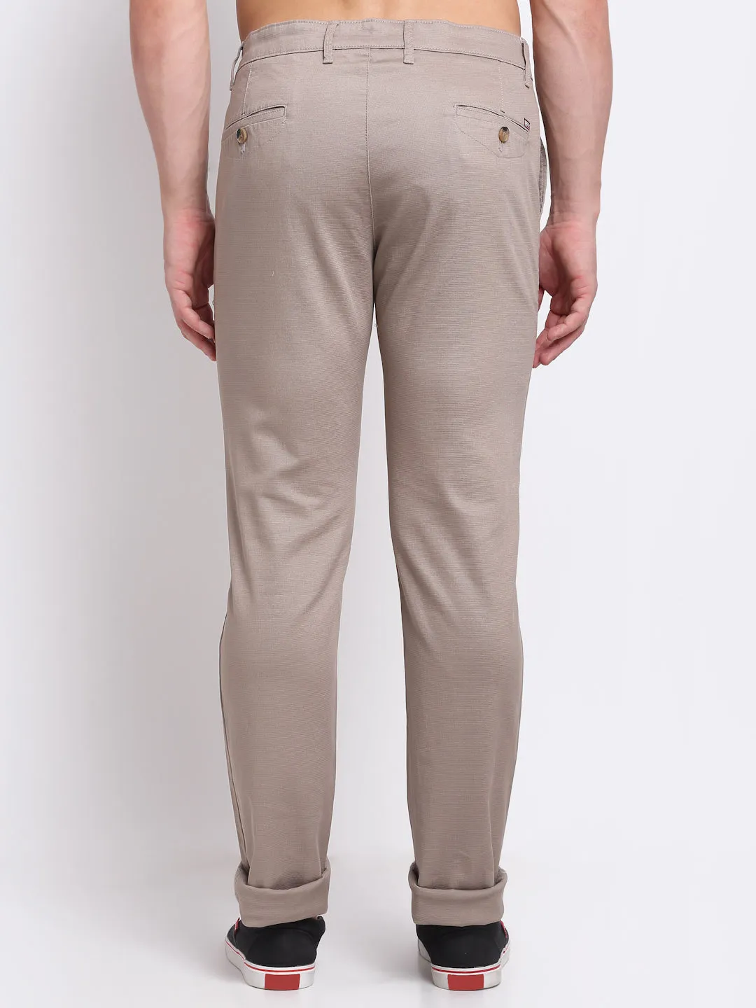 Men's Casual Flat front Light Brown  Trousers