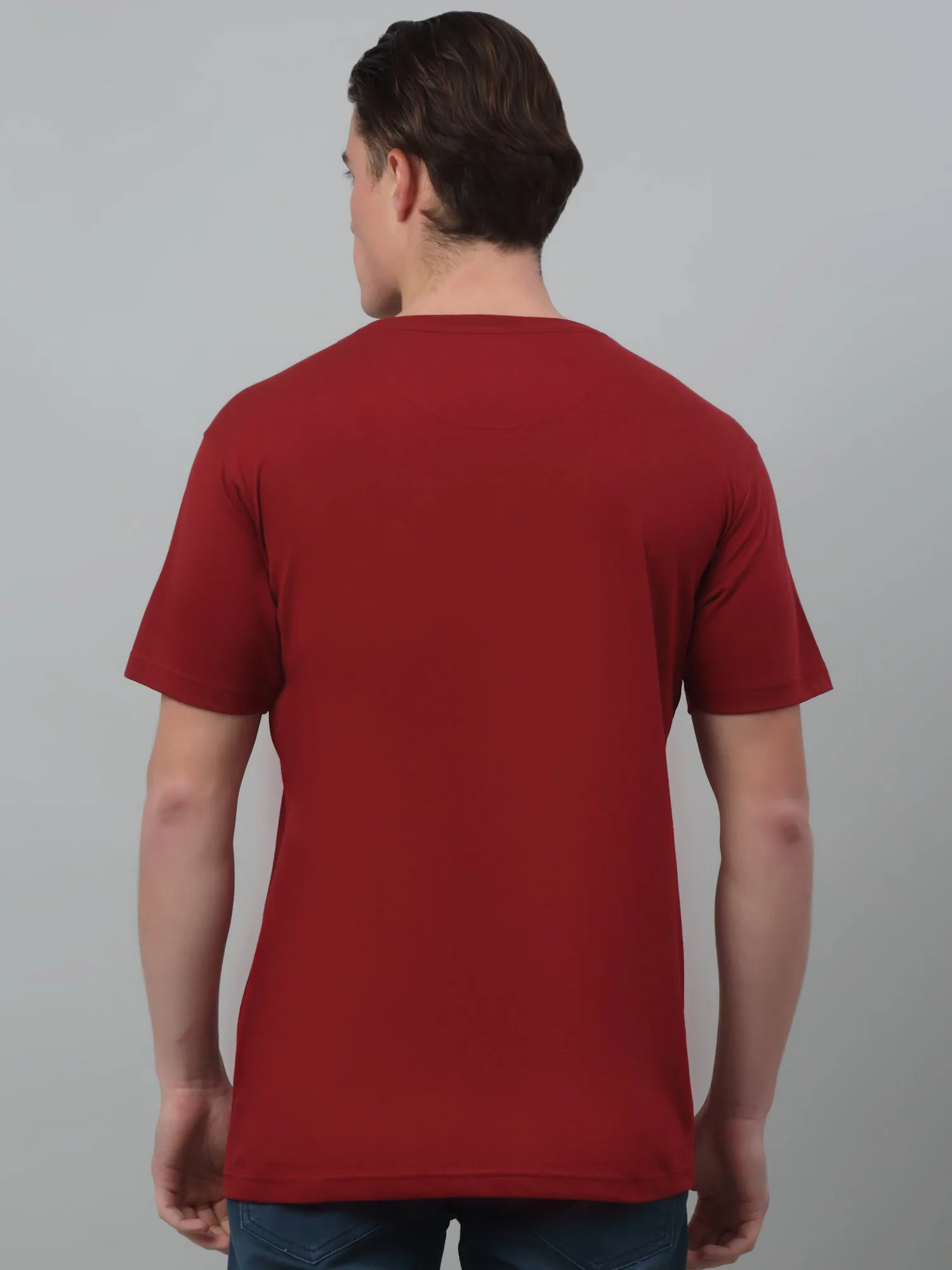 Men's Red  Round neck Half Sleeve T-Shirt with Typographic print