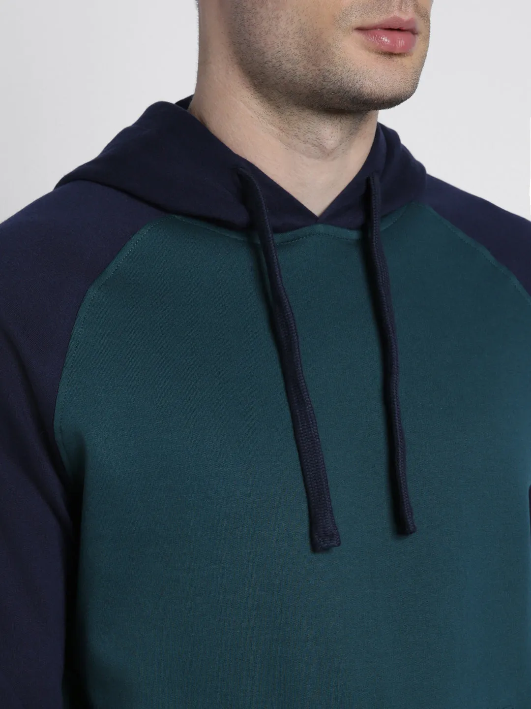 Men's Teal Colorblock Hooded Sweatshirt